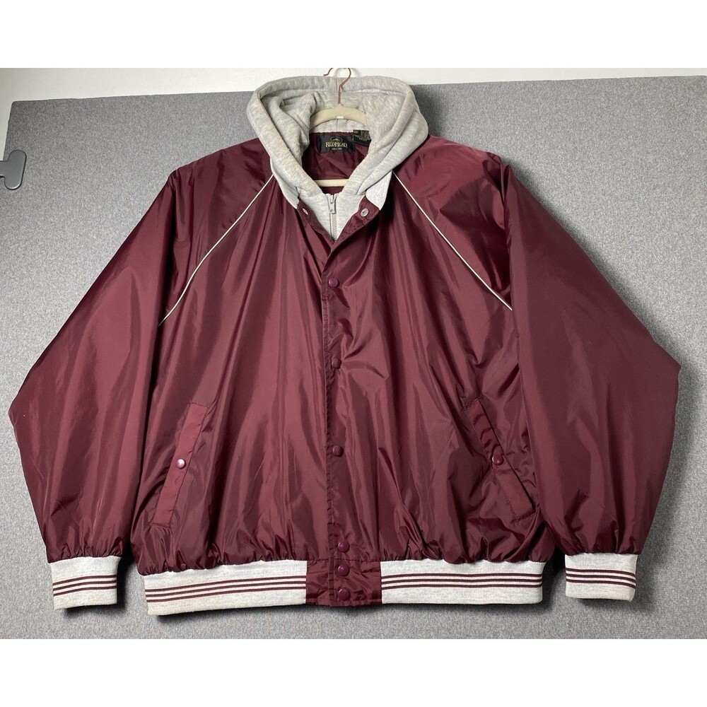 RedHead Men's Hooded Quilted Lined Jacket Burgundy XXL Button Zip